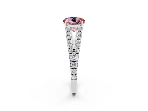 White gold Round Cut Cut Split Shank Pave Diamond Engagement Ring with Four-Prong Setting_2