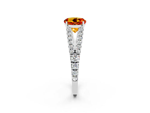 White gold Round Cut Cut Split Shank Pave Diamond Engagement Ring with Four-Prong Setting_2