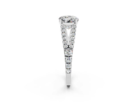 White gold Round Cut Cut Split Shank Pave Diamond Engagement Ring with Four-Prong Setting_2