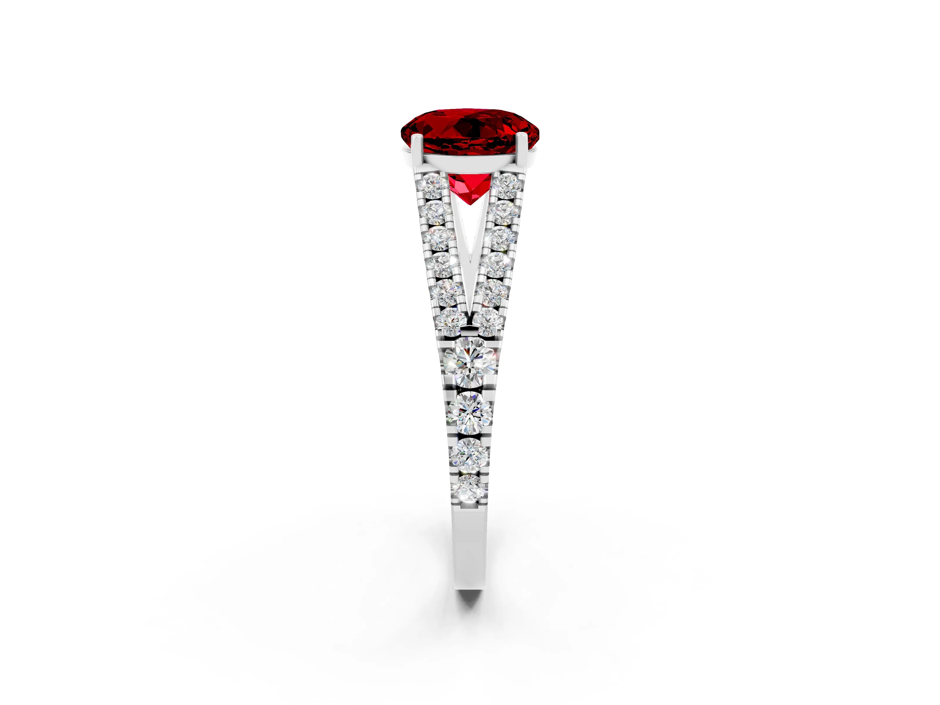White gold Round Cut Cut Split Shank Pave Diamond Engagement Ring with Four-Prong Setting_2