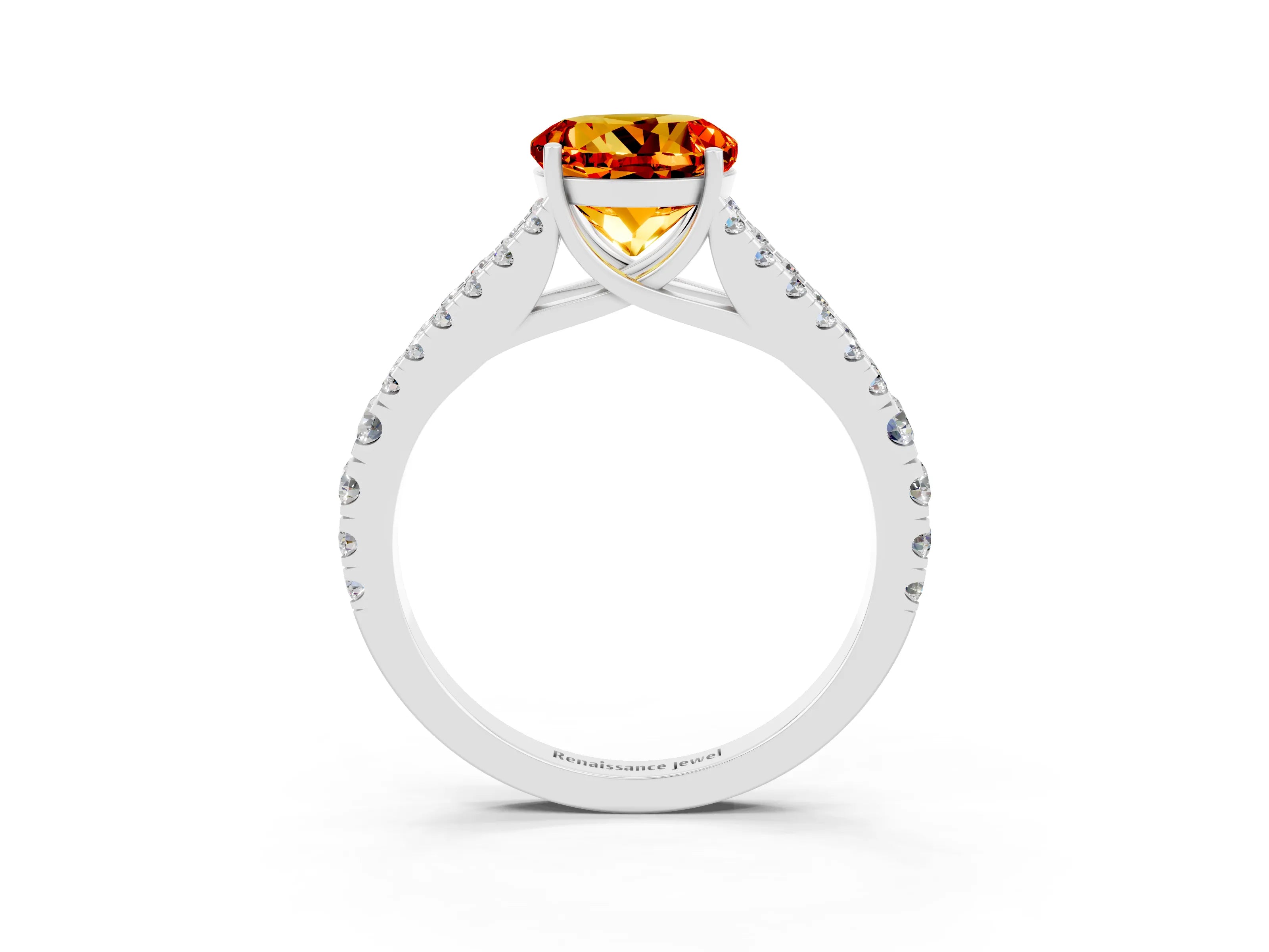 White gold Round Cut Cut Split Shank Pave Diamond Engagement Ring with Four-Prong Setting_3