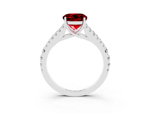 White gold Round Cut Cut Split Shank Pave Diamond Engagement Ring with Four-Prong Setting_3