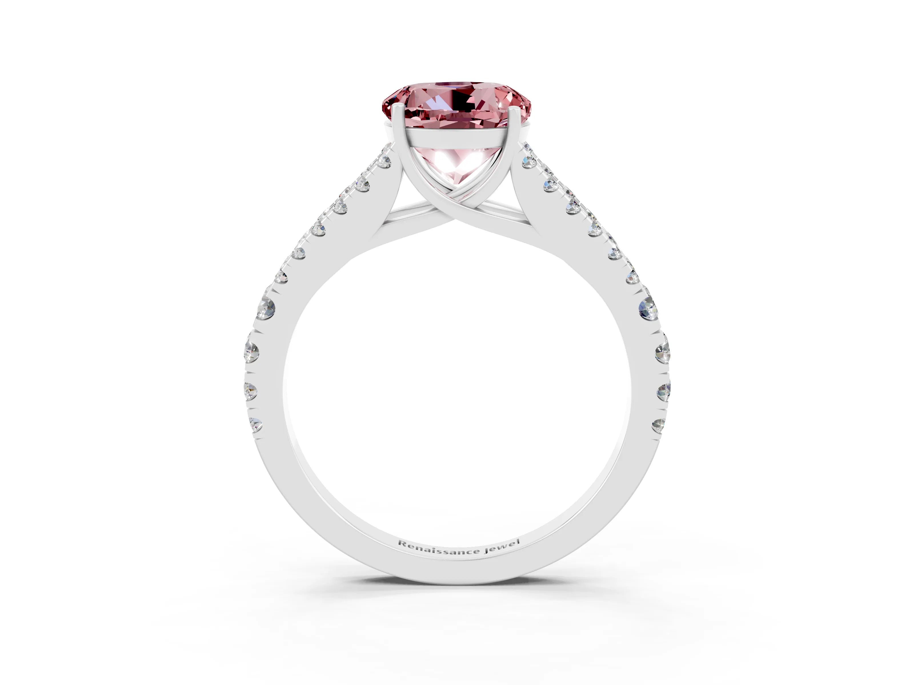 White gold Round Cut Cut Split Shank Pave Diamond Engagement Ring with Four-Prong Setting_3