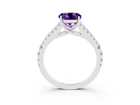 White gold Round Cut Cut Split Shank Pave Diamond Engagement Ring with Four-Prong Setting_3