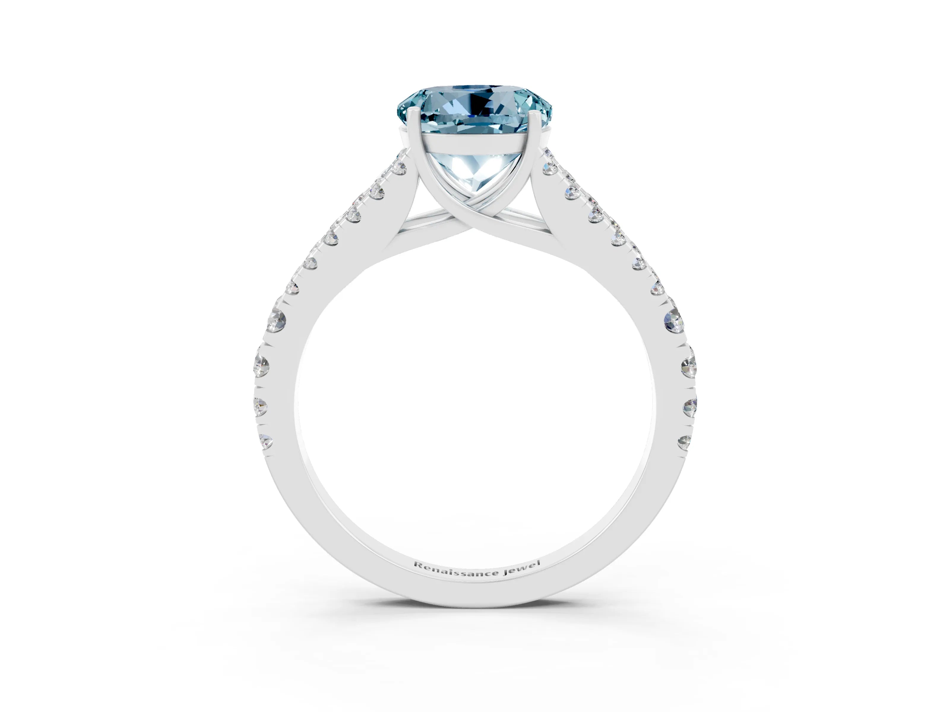 White gold Round Cut Cut Split Shank Pave Diamond Engagement Ring with Four-Prong Setting_3