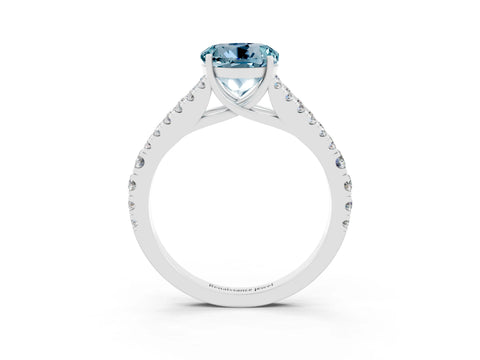 White gold Round Cut Cut Split Shank Pave Diamond Engagement Ring with Four-Prong Setting_3