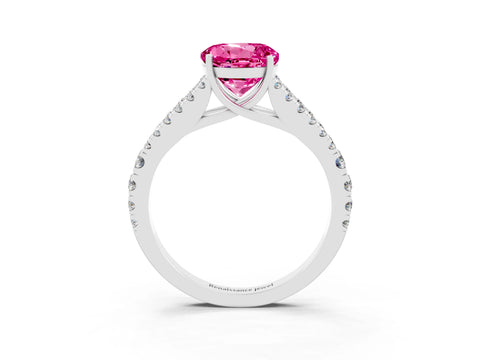 White gold Round Cut Cut Split Shank Pave Diamond Engagement Ring with Four-Prong Setting_3