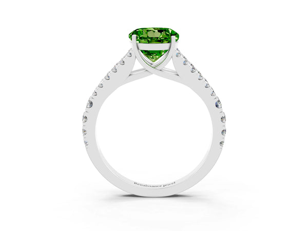 White gold Round Cut Cut Split Shank Pave Diamond Engagement Ring with Four-Prong Setting