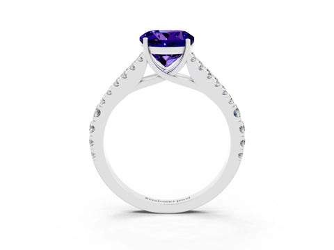 White gold Round Cut Cut Split Shank Pave Diamond Engagement Ring with Four-Prong Setting_3