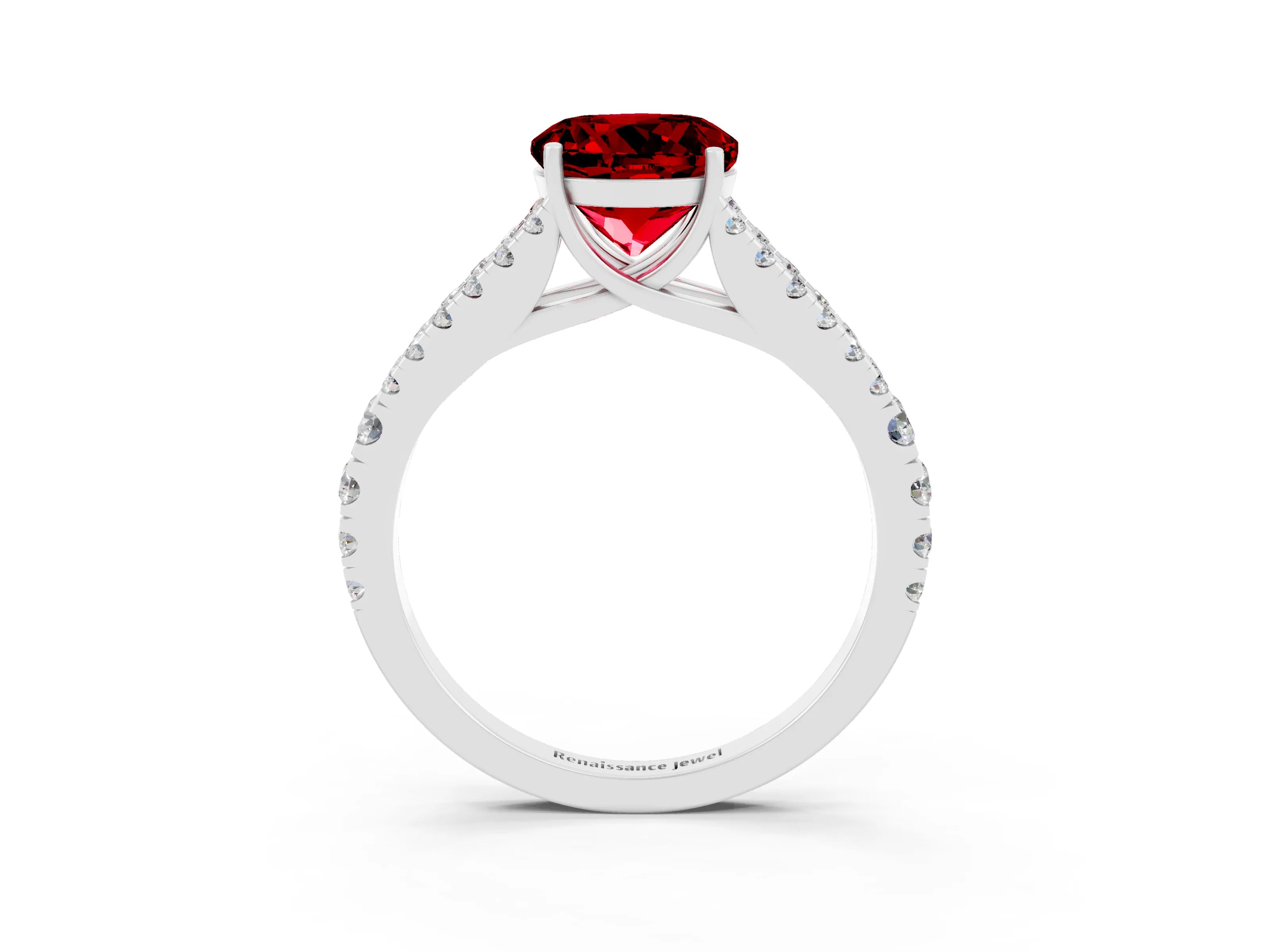 White gold Round Cut Cut Split Shank Pave Diamond Engagement Ring with Four-Prong Setting_3
