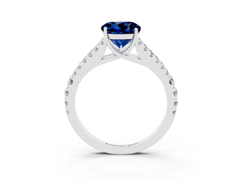 White gold Round Cut Cut Split Shank Pave Diamond Engagement Ring with Four-Prong Setting_3