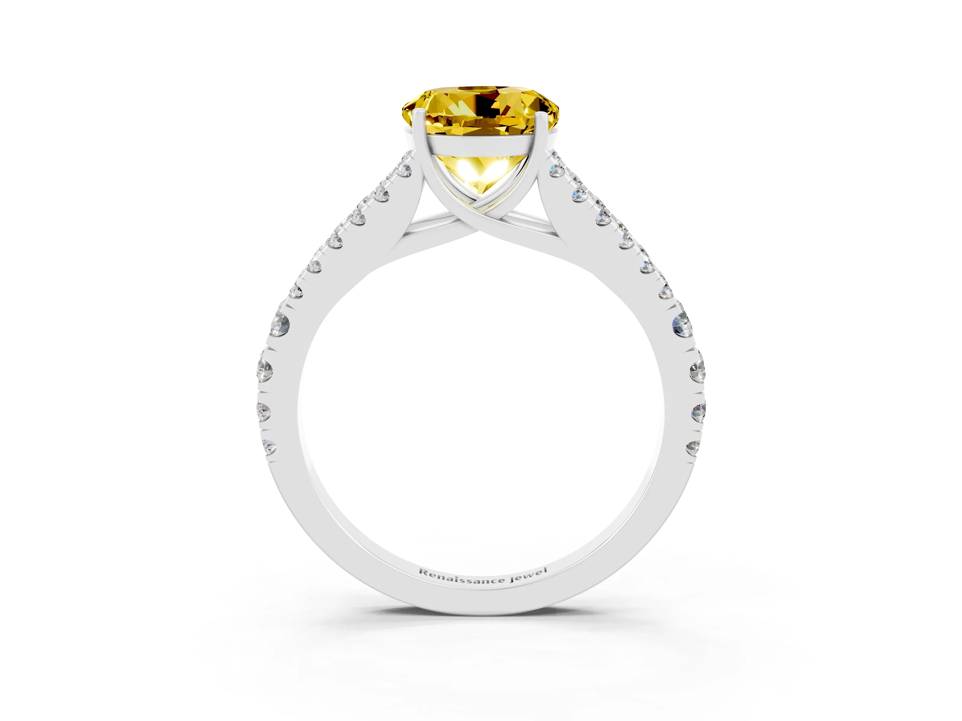 White gold Round Cut Cut Split Shank Pave Diamond Engagement Ring with Four-Prong Setting_3