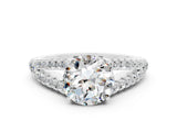 White gold Round Cut Cut Split Shank Pave Diamond Engagement Ring with Four-Prong Setting