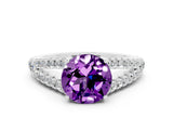 White gold Round Cut Cut Split Shank Pave Diamond Engagement Ring with Four-Prong Setting
