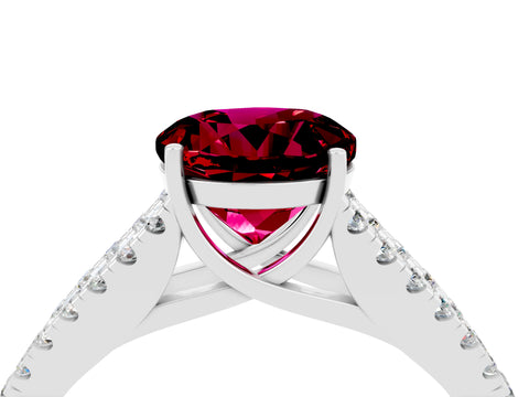 White gold Round Cut Cut Split Shank Pave Diamond Engagement Ring with Four-Prong Setting_4