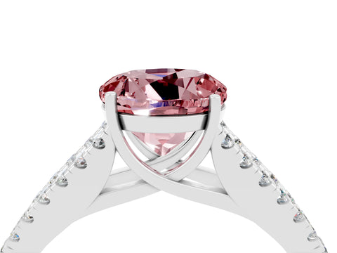White gold Round Cut Cut Split Shank Pave Diamond Engagement Ring with Four-Prong Setting_4