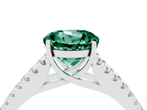 White gold Round Cut Cut Split Shank Pave Diamond Engagement Ring with Four-Prong Setting_4