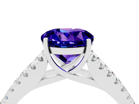 White gold Round Cut Cut Split Shank Pave Diamond Engagement Ring with Four-Prong Setting_4