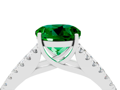 White gold Round Cut Cut Split Shank Pave Diamond Engagement Ring with Four-Prong Setting_4