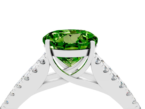 White gold Round Cut Cut Split Shank Pave Diamond Engagement Ring with Four-Prong Setting_4