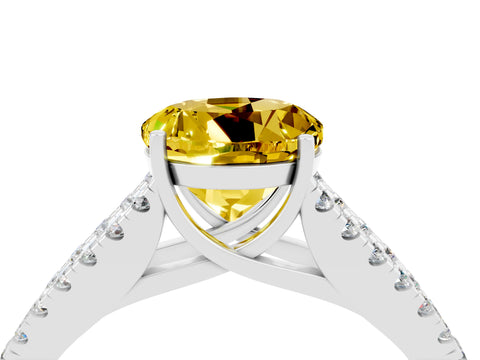 White gold Round Cut Cut Split Shank Pave Diamond Engagement Ring with Four-Prong Setting_4