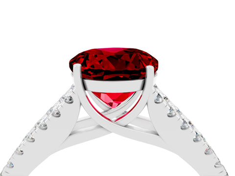 White gold Round Cut Cut Split Shank Pave Diamond Engagement Ring with Four-Prong Setting_4