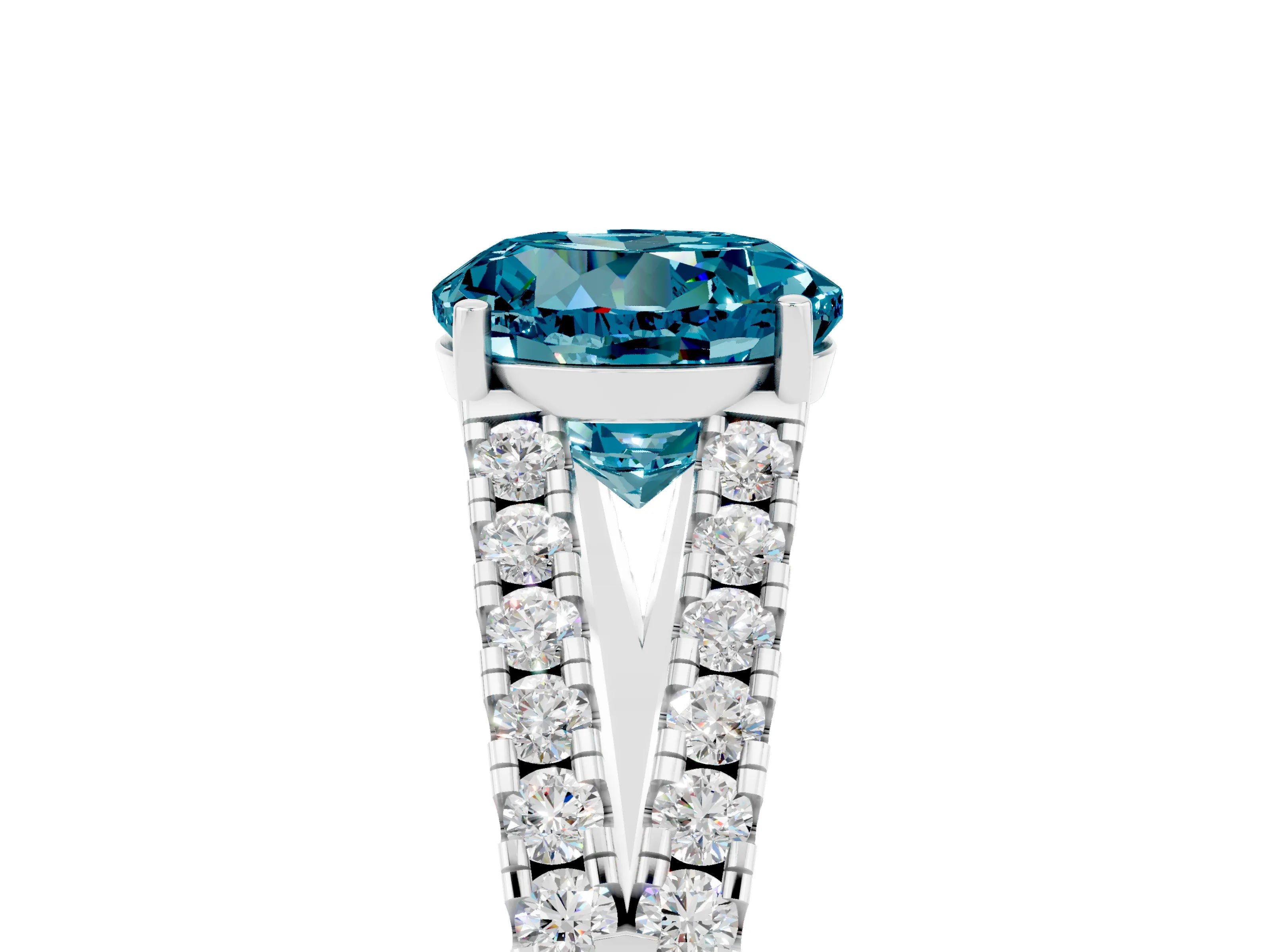 White gold Round Cut Cut Split Shank Pave Diamond Engagement Ring with Four-Prong Setting_5