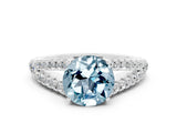 White gold Round Cut Cut Split Shank Pave Diamond Engagement Ring with Four-Prong Setting