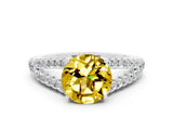 White gold Round Cut Cut Split Shank Pave Diamond Engagement Ring with Four-Prong Setting