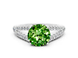 White gold Round Cut Cut Split Shank Pave Diamond Engagement Ring with Four-Prong Setting