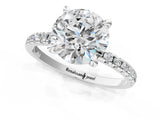 White gold Round Cut Diamond Brilliant Solitaire Ring with Pavé Band and Four-Prong Setting_171