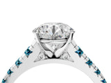 White gold Round Cut Diamond Cathedral Solitaire Ring with Round with Blue Topaz side stone Pavé Band_4