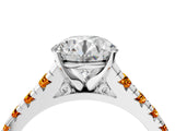White gold Round Cut Diamond Cathedral Solitaire Ring with Round with Citrine side stone Pavé Band_28