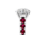 White gold Round Cut Diamond Cathedral Solitaire Ring with Round with Garnet side stone Pavé Band_17