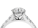 White gold Round Cut Diamond Cathedral Solitaire Ring with Round with Moissanite side stone Pavé Band_16