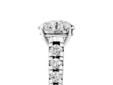 White gold Round Cut Diamond Cathedral Solitaire Ring with Round with Moissanite side stone Pavé Band_17