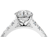 White gold Round Cut Diamond Cathedral Solitaire Ring with Round with Moissanite side stone Pavé Band_28