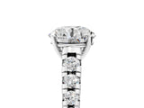 White gold Round Cut Diamond Cathedral Solitaire Ring with Round with Moissanite side stone Pavé Band_29