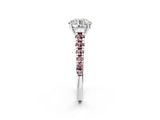White gold Round Cut Diamond Cathedral Solitaire Ring with Round with Morganite side stone Pavé Band_2