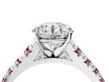 White gold Round Cut Diamond Cathedral Solitaire Ring with Round with Morganite side stone Pavé Band_4