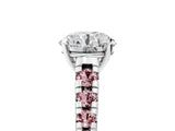 White gold Round Cut Diamond Cathedral Solitaire Ring with Round with Morganite side stone Pavé Band_5