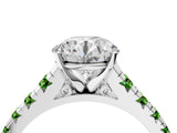 White gold Round Cut Diamond Cathedral Solitaire Ring with Round with Peridot side stone Pavé Band_14