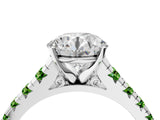 White gold Round Cut Diamond Cathedral Solitaire Ring with Round with Peridot side stone Pavé Band_16
