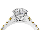 White gold Round Cut Diamond Cathedral Solitaire Ring with Round with Yellow Sapphire side stone Pavé Band_40