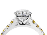 White gold Round Cut Diamond Cathedral Solitaire Ring with Round with Yellow Sapphire side stone Pavé Band_46