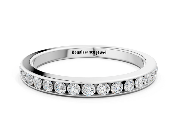 White gold Round Cut Diamond Channel Set Eternity Band