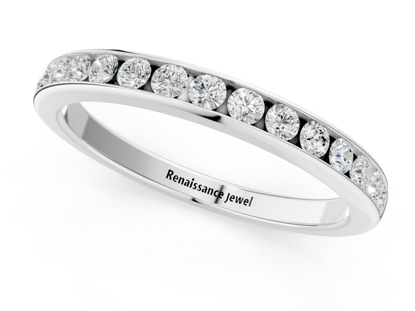 White gold Round Cut Diamond Channel Set Eternity Band
