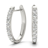 White gold Round Cut Diamond Channel Set Hoop Earrings with Prong Setting 1
