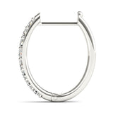 White gold Round Cut Diamond Channel Set Hoop Earrings with Prong Setting 2