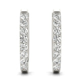 White gold Round Cut Diamond Channel Set Hoop Earrings with Prong Setting